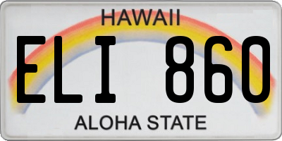 HI license plate ELI860