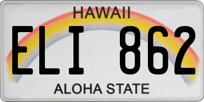 HI license plate ELI862