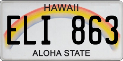 HI license plate ELI863