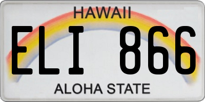 HI license plate ELI866