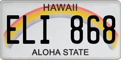 HI license plate ELI868