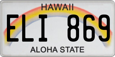 HI license plate ELI869