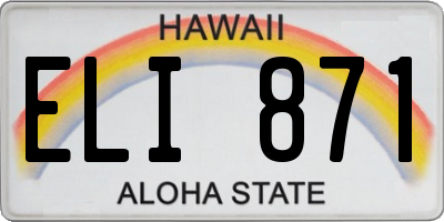 HI license plate ELI871