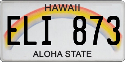 HI license plate ELI873