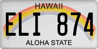 HI license plate ELI874