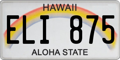 HI license plate ELI875