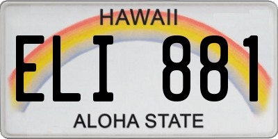HI license plate ELI881