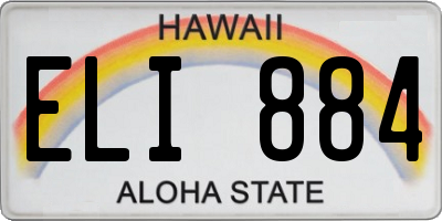 HI license plate ELI884