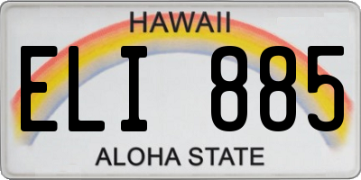 HI license plate ELI885