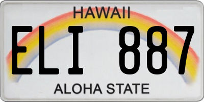 HI license plate ELI887