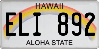 HI license plate ELI892