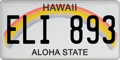 HI license plate ELI893