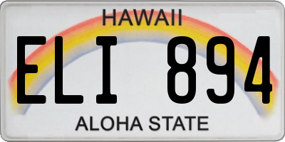 HI license plate ELI894