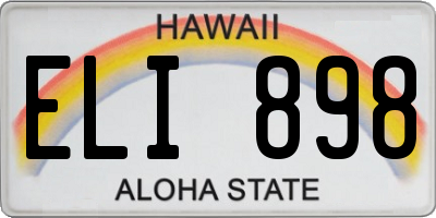 HI license plate ELI898