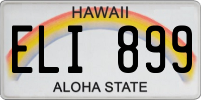 HI license plate ELI899