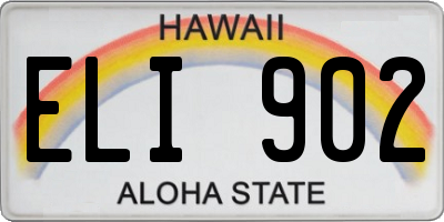 HI license plate ELI902