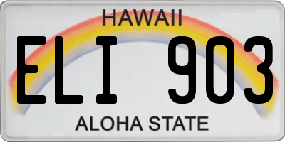 HI license plate ELI903