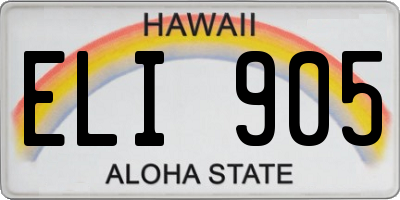 HI license plate ELI905