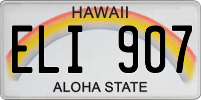 HI license plate ELI907