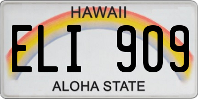HI license plate ELI909
