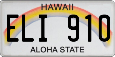 HI license plate ELI910