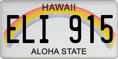 HI license plate ELI915