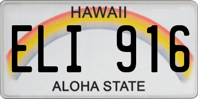 HI license plate ELI916