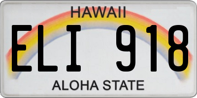HI license plate ELI918