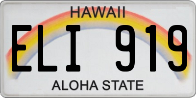 HI license plate ELI919