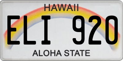 HI license plate ELI920