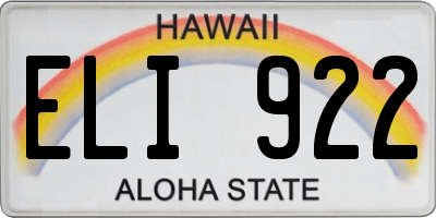 HI license plate ELI922