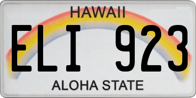 HI license plate ELI923