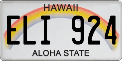 HI license plate ELI924
