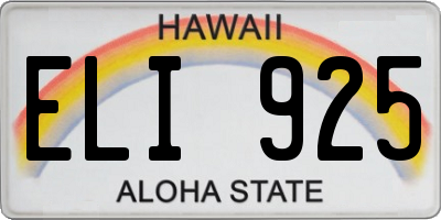HI license plate ELI925