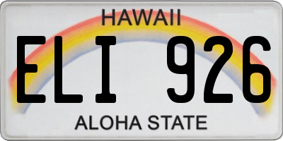 HI license plate ELI926