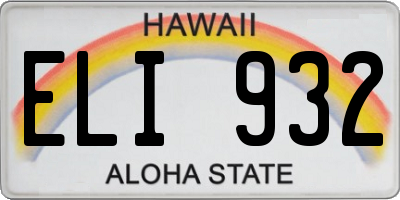 HI license plate ELI932