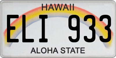HI license plate ELI933