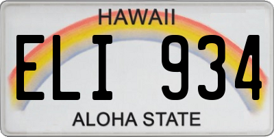 HI license plate ELI934