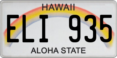HI license plate ELI935