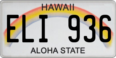HI license plate ELI936