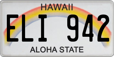 HI license plate ELI942