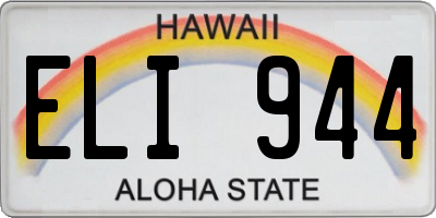 HI license plate ELI944