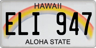 HI license plate ELI947