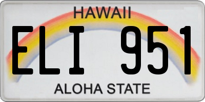 HI license plate ELI951