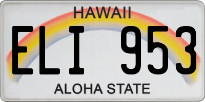 HI license plate ELI953