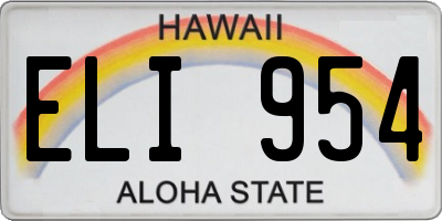 HI license plate ELI954