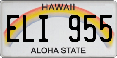 HI license plate ELI955
