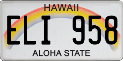 HI license plate ELI958