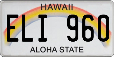 HI license plate ELI960