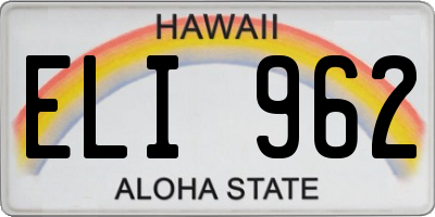 HI license plate ELI962